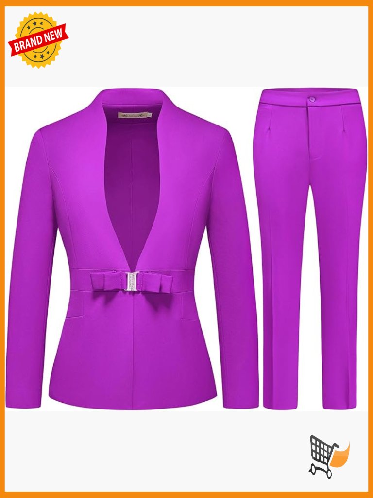 Women's Slim Fit Business Pant Suit Set Blazer Jacket Office Work Attire